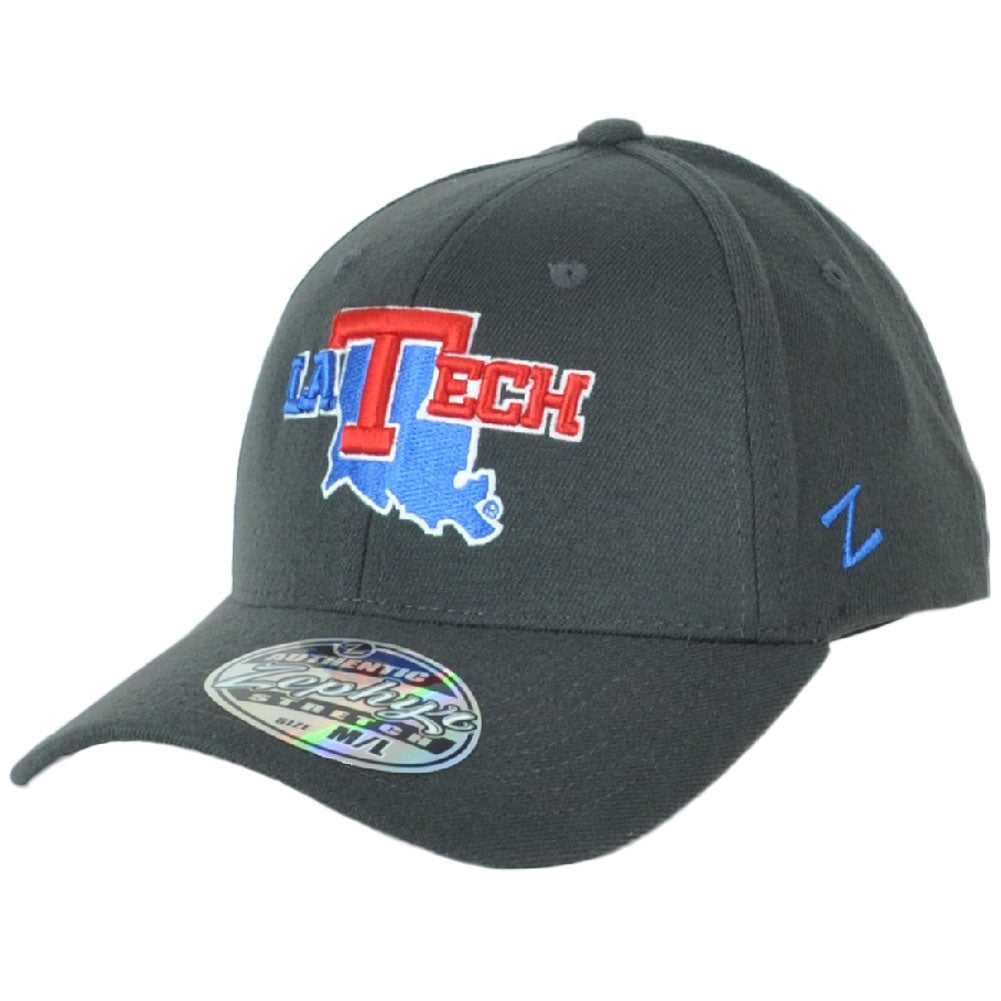 NCAA Zephyr LA Louisiana Tech Bulldogs Flex Fit Stretch Gray Hat Cap