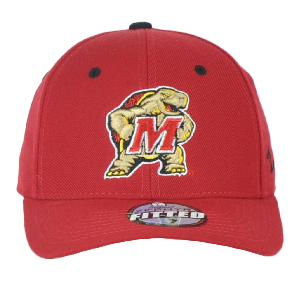NCAA Zephyr Maryland Terrapins Adult Men Red Curved Bill Fitted Size Hat Cap