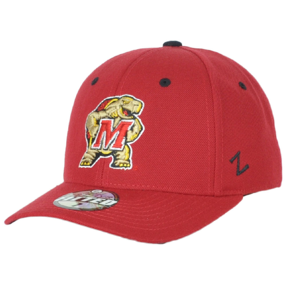 NCAA Zephyr Maryland Terrapins Adult Men Red Curved Bill Fitted Size Hat Cap