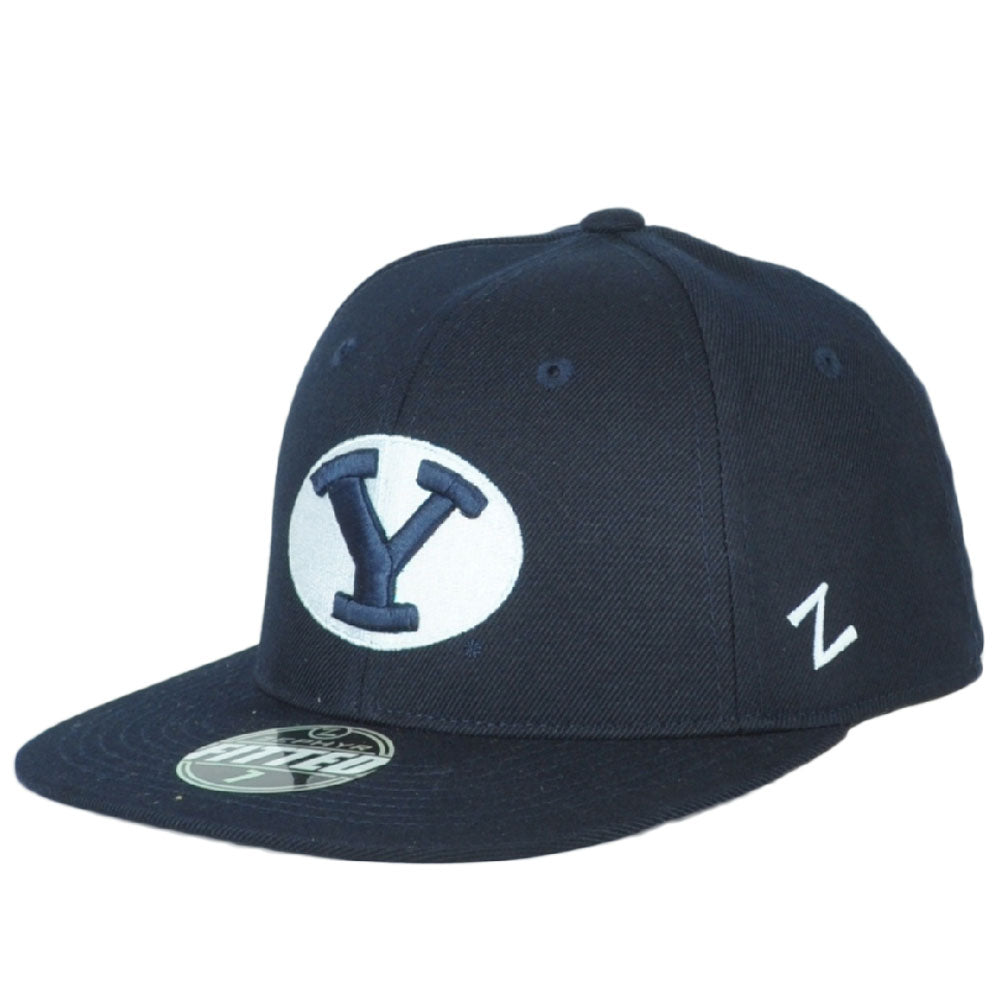NCAA Zephyr Brigham Young Cougars Navy Blue Flat Bill Fitted Size 7 Hat Cap