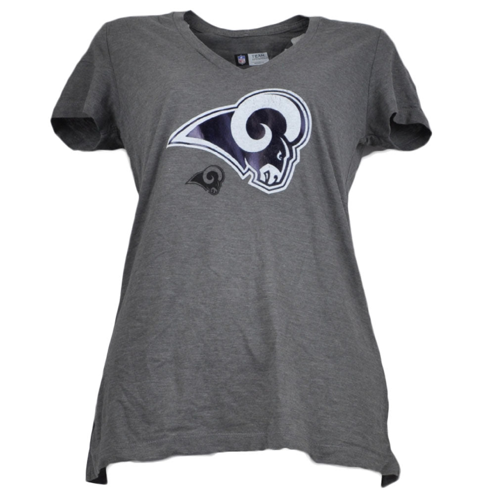 NFL Los Angeles Rams Womens Tshirt Tee Ladies V Neck Gray Short Sleeve