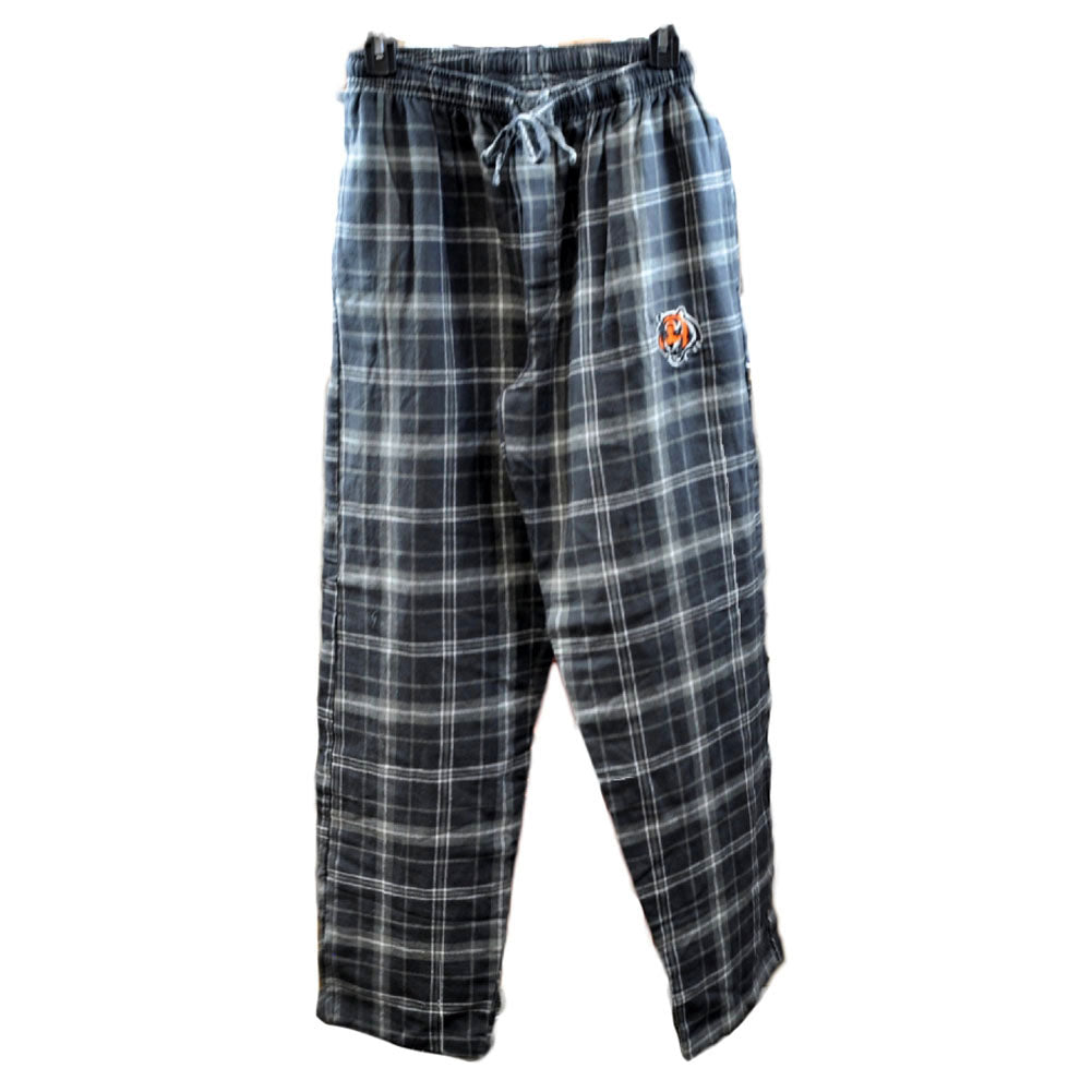 NFL Cincinnati Bengals Pajamas Pants Sleepwear Gray Stripe Elastic Waist Pockets