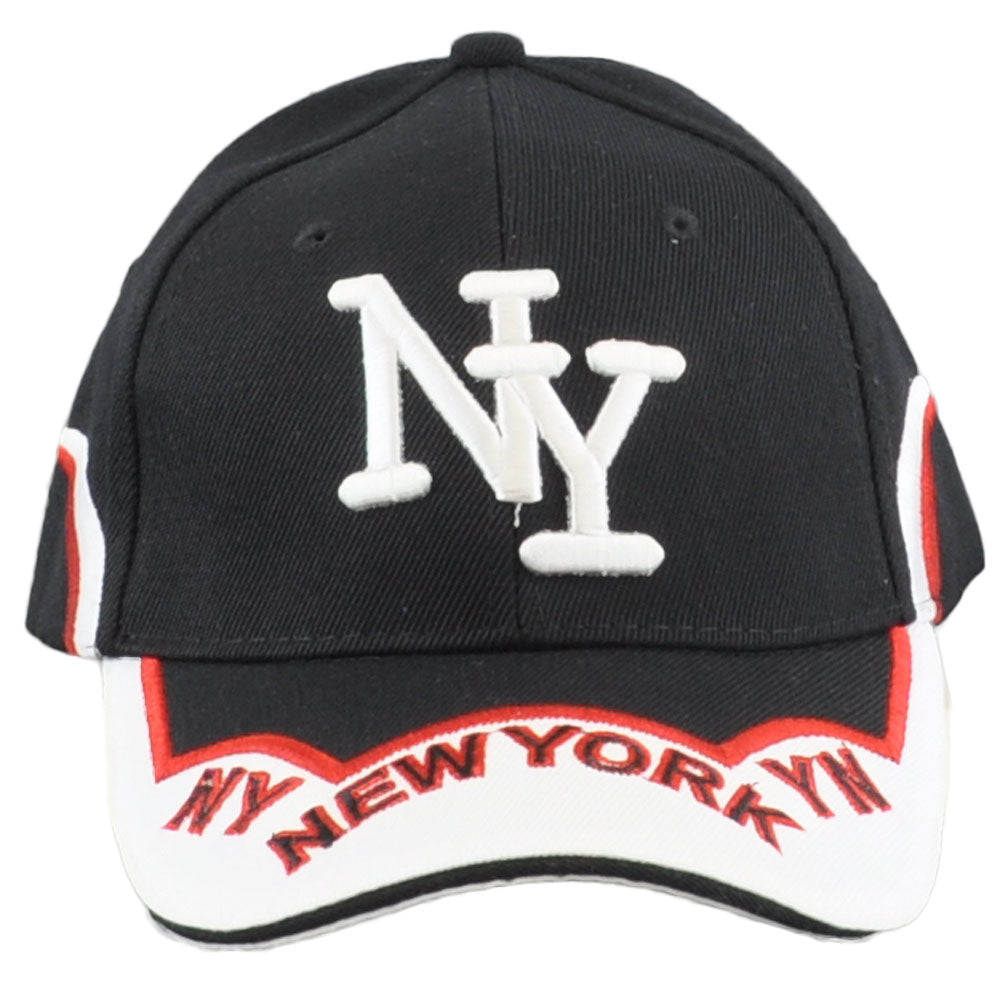 New York NY City Town Curved Bill Adjustable White Black State USA Hat Cap