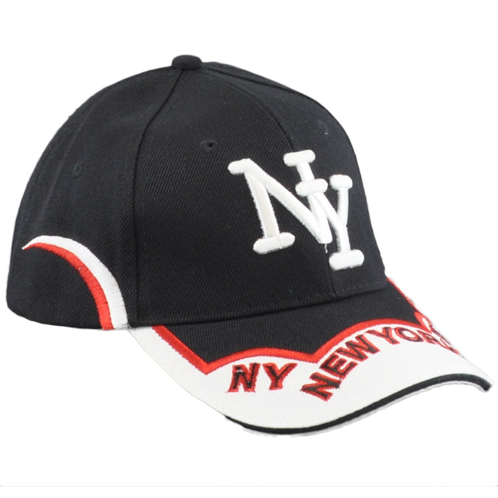 New York NY City Town Curved Bill Adjustable White Black State USA Hat Cap