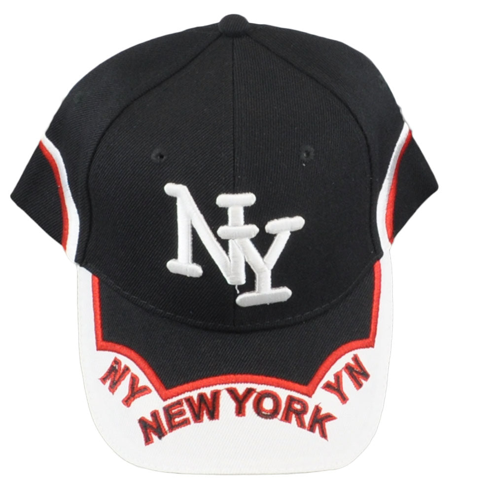 New York NY City Town Curved Bill Adjustable White Black State USA Hat Cap