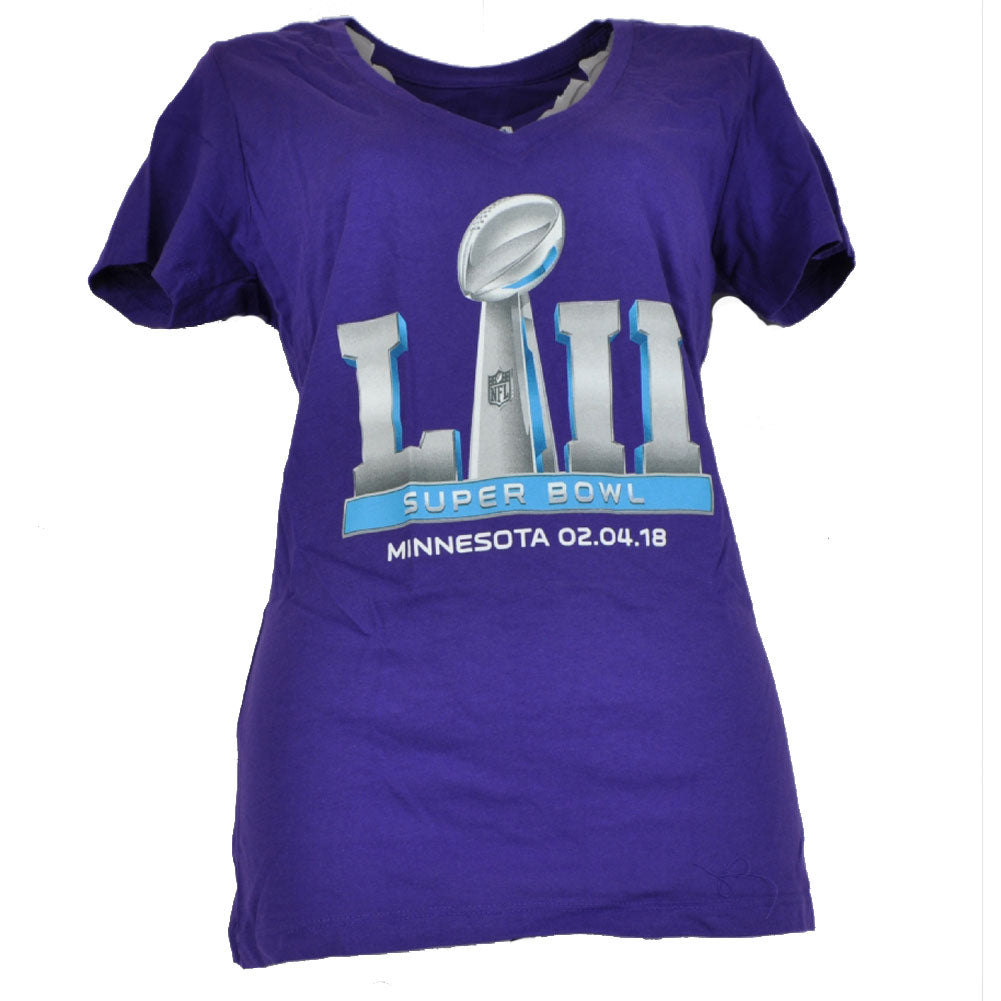 NFL Minnesota 2018 Super Bowl LII Tshirt Tee Ladies V Neck Short Sleeve Purple