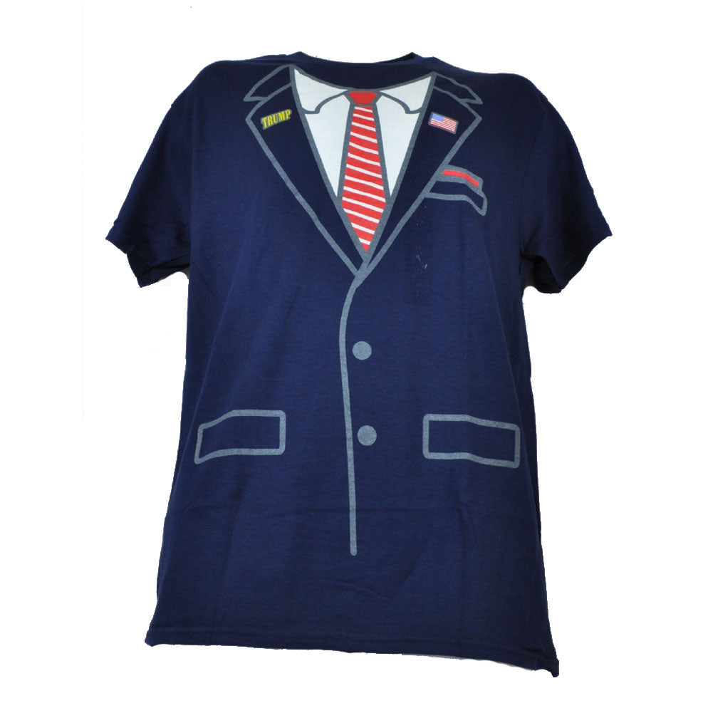 President Trump Tshirt Tee Suit Tie Costume Mens Adult Navy Blue