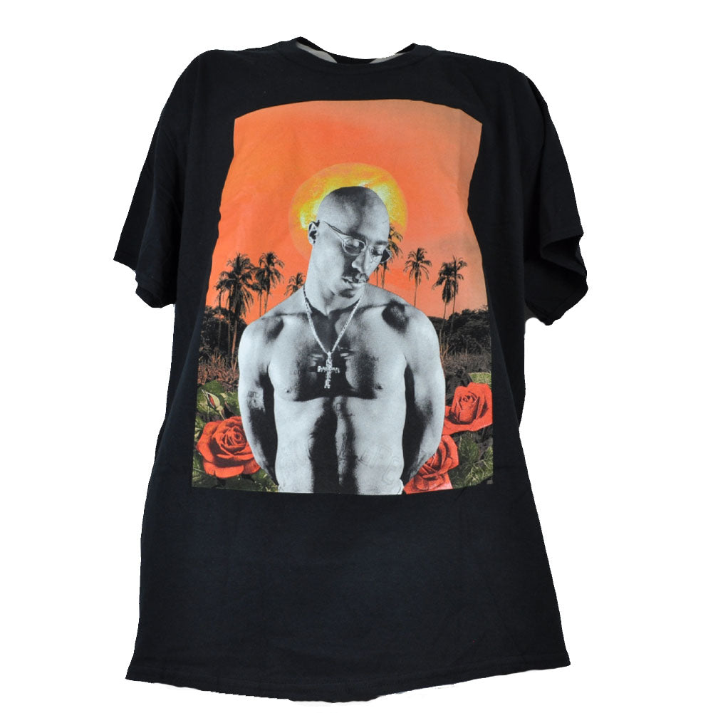Tupac Shakur Sunset Black Tshirt Tee Mens Adult Short Sleeve Rapper