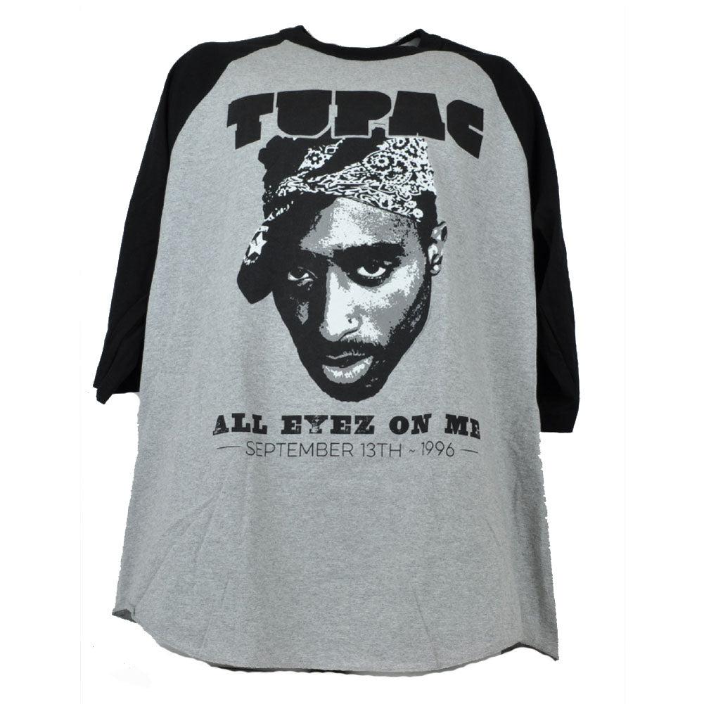 Tupac Shakur All Eyes On Me Mid Sleeve Tshirt Tee Gray Black Rapper Music