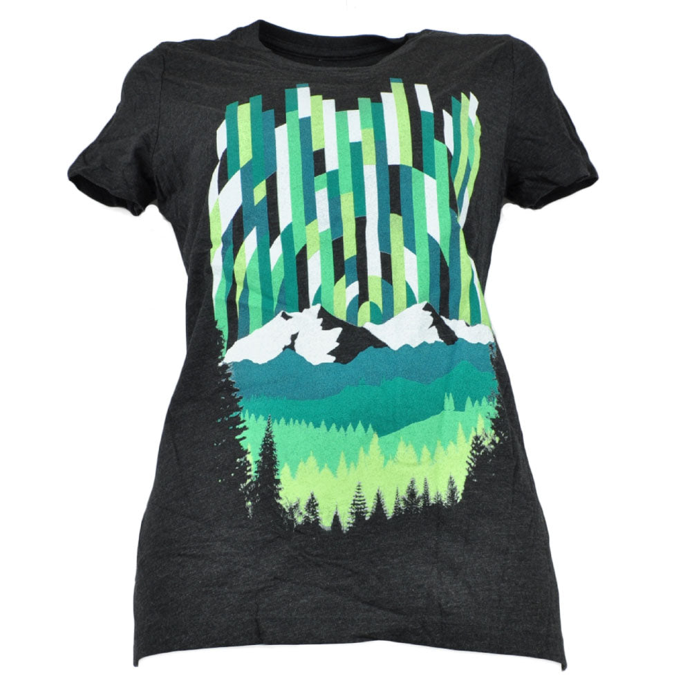 Womens Ladies Mountain View Charcoal Tshirt Tee Short Sleeve Crew Neck Nature