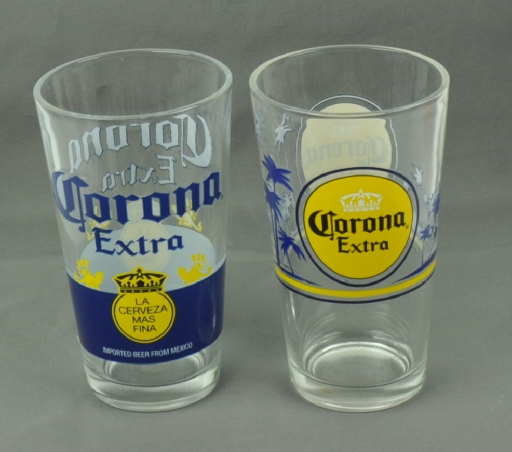 Corona Extra La Cerveza Mas Fina Pub Pint Glasses Set of 2 16oz Beer Cup Drink