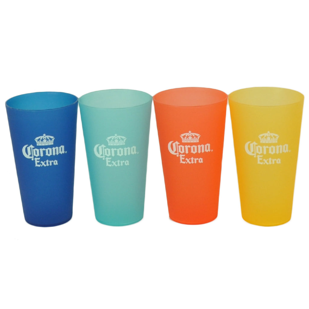 Corona Extra Multi Color Plastic Cup Set of 4 Beverage Drink Cerveza Beer Gift