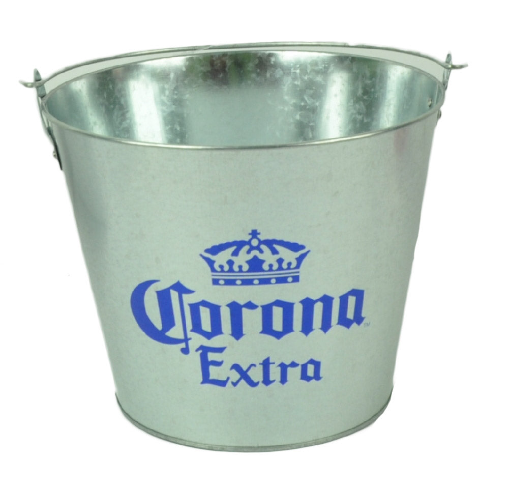 Corona Extra Crown Logo Galvanized Metal Beer Bucket Cerveza Bottles Cans Silver