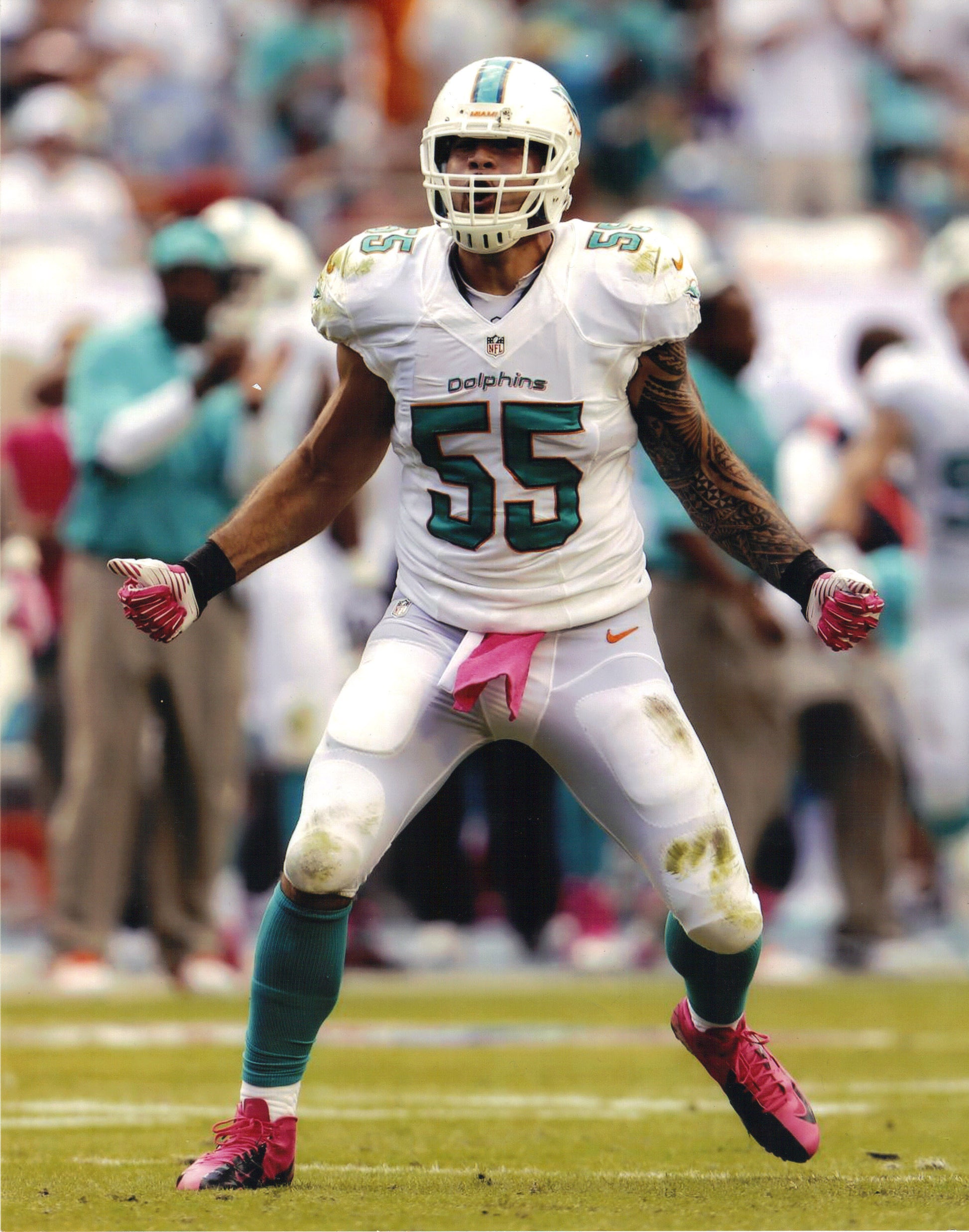 NFL Miami Dolphins Koa Misi #55 Photograph Picture On Field Football Game