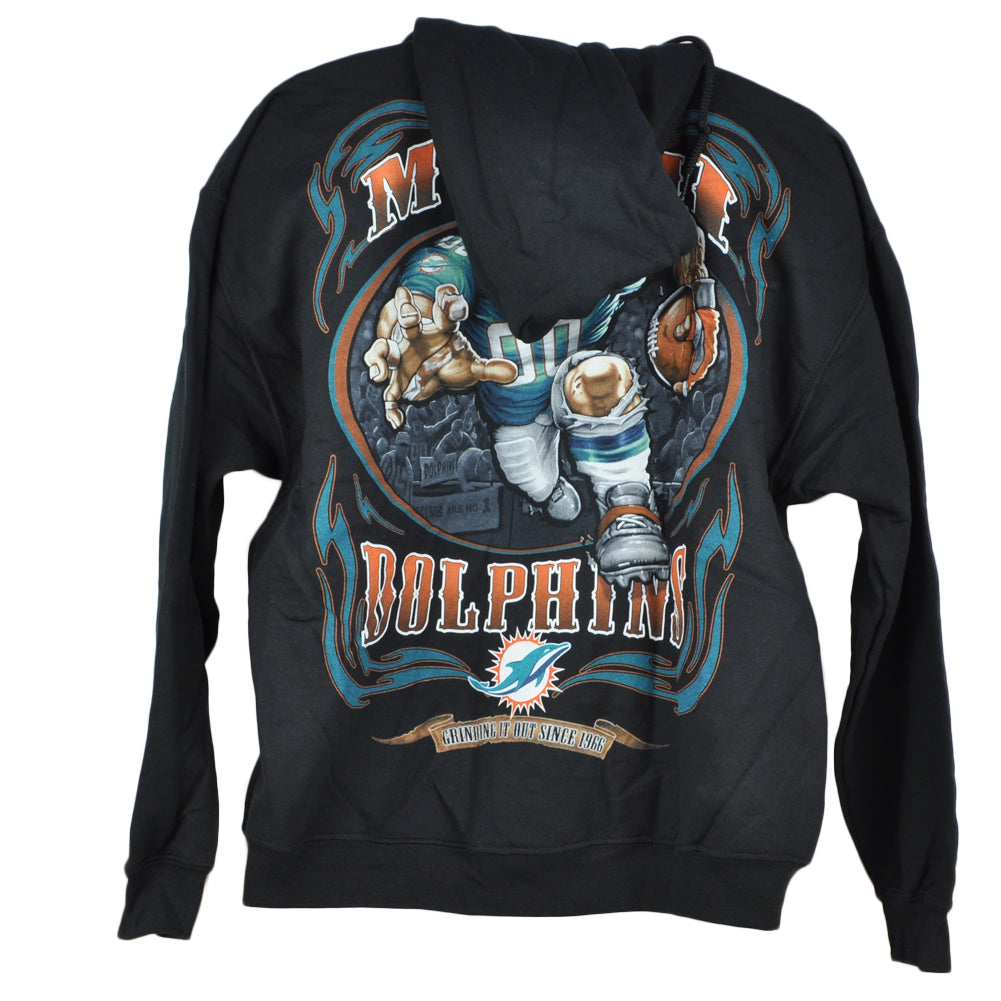 NFL Miami Dolphins Hoodie Sweatshirt Sweater Long Sleeve Black Adult Men