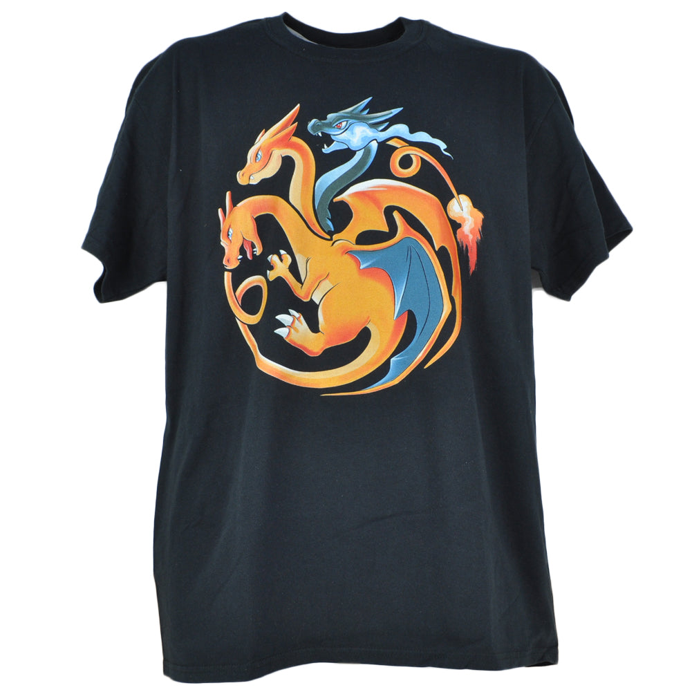 Three Headed Dragons Novelty Game Adult Crew Neck Short Sleeve Tshirt Tee