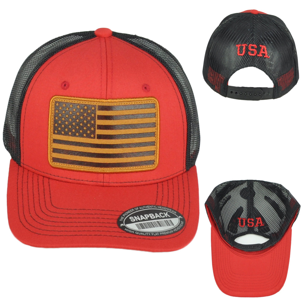 United States USA Flag Patch Mesh Trucker American Snapback Curved Bill Hat Cap