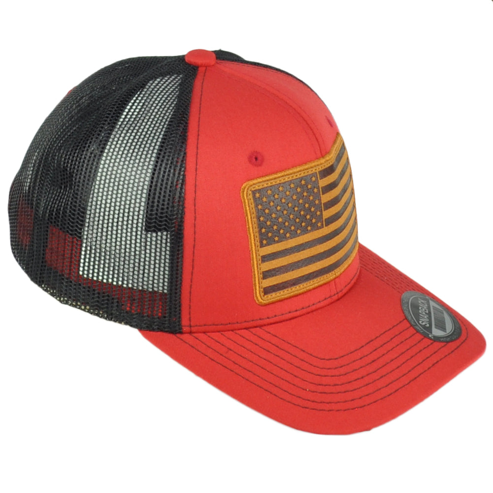 United States USA Flag Patch Mesh Trucker American Snapback Curved Bill Hat Cap