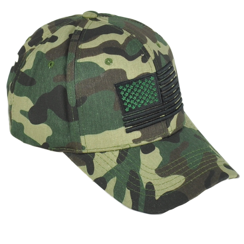 United States USA Flag 3D American Green Camo Snapback Men Curved Bill Hat Cap