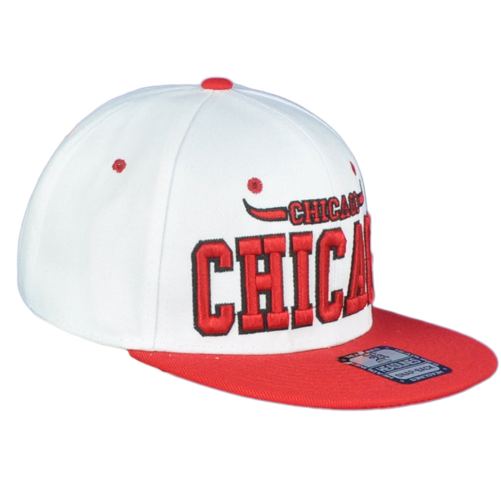 Chicago Illinois Windy City Horns White Red Snapback Adjustable Adults Hat Cap