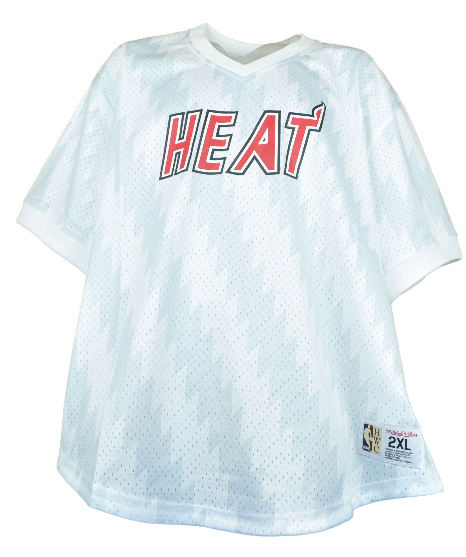 NBA Mitchell & Ness Miami Heat White Jersey V-Neck Adults Basketball Mens Size
