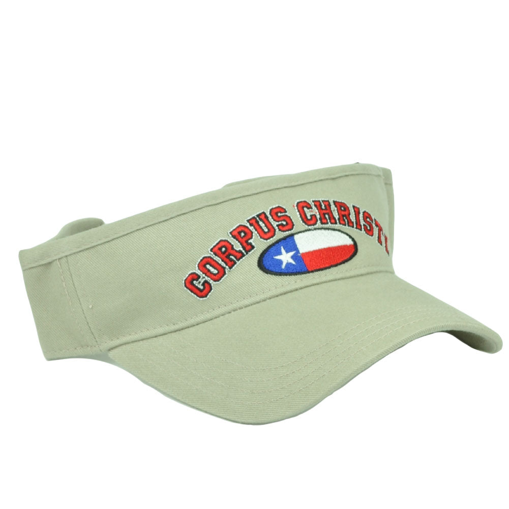 Corpus Christi Texas City State Beige Sun Visor Adjustable Hat Beaches Bay