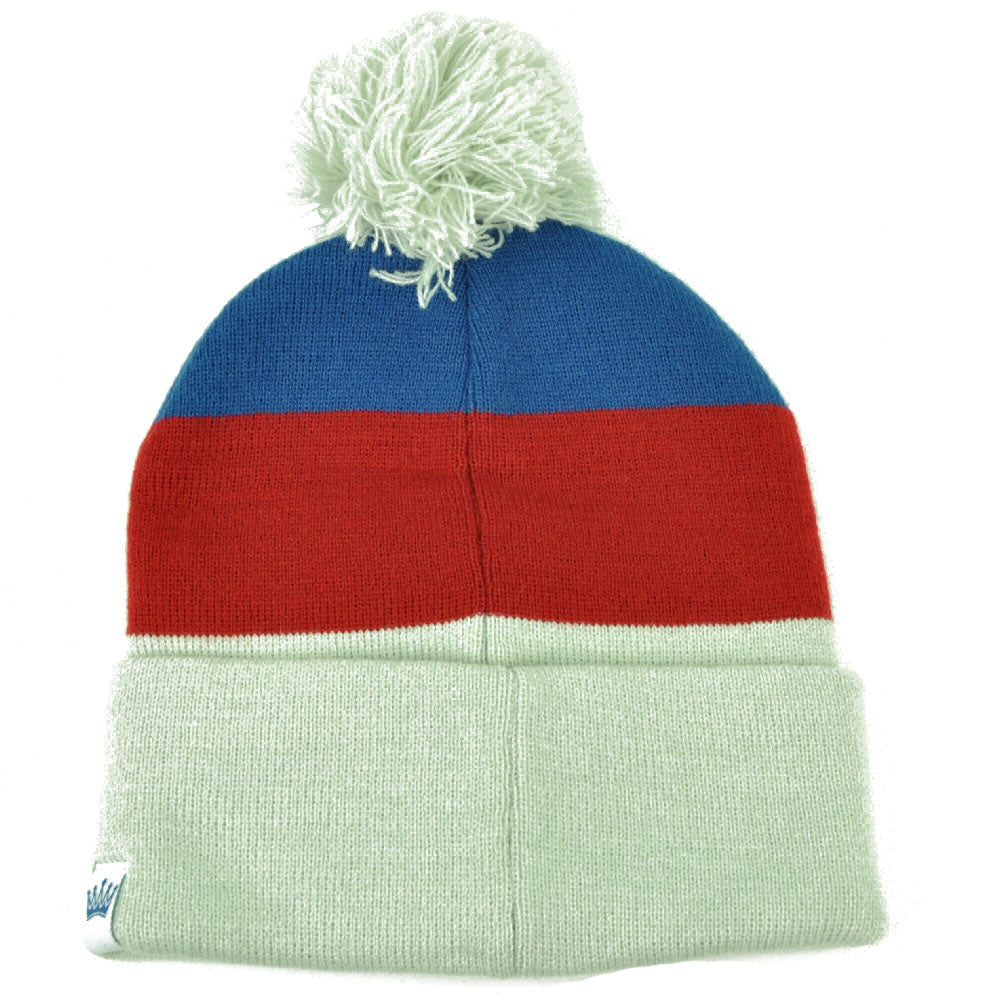 Las Vegas Pom Pom Cuffed Striped Knit Beanie Sin City Nevada State Blue Gray Hat