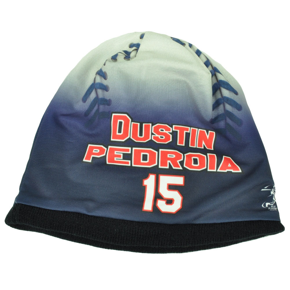 Boston Red Sox Mens Baseball Knit Beanie Cuffless Blue White Dustin Pedroia 15