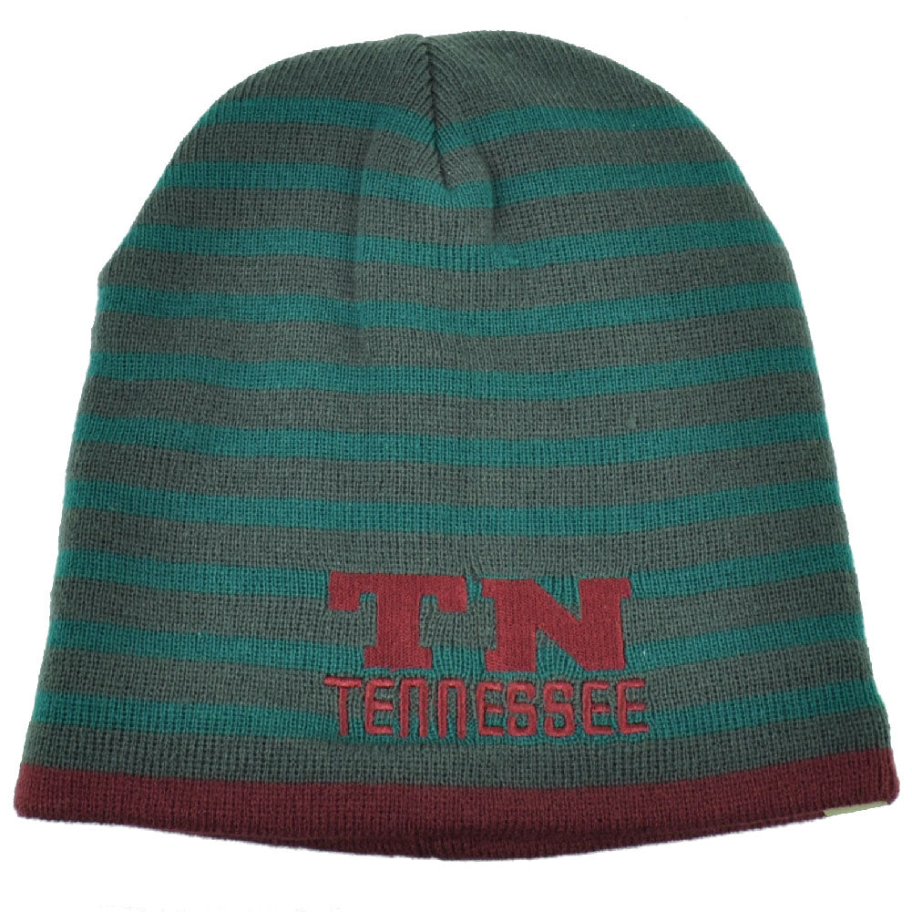 Tennessee State Knit Beanie Salle Striped Cuffless Gray Hat Winter Green Burgundy