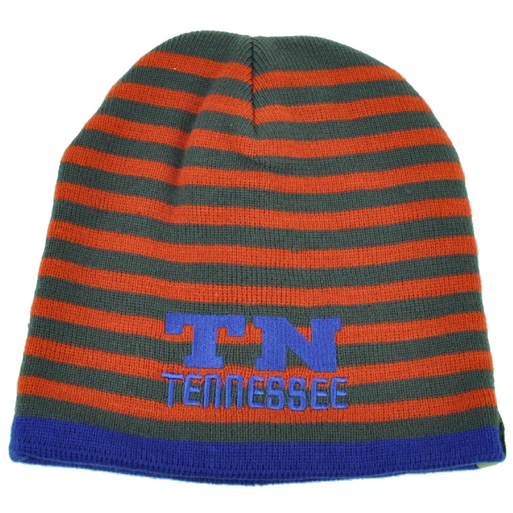 Tennessee State Knit Beanie Salle Striped Cuffless Gray Hat Winter Blue Orange