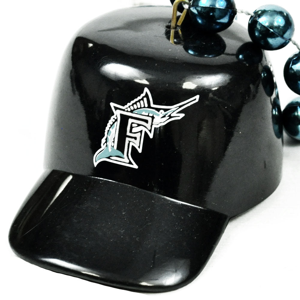 MLB Florida Marlins Baseball Logo Helmet Pendant Mardi Gras Party Bead Necklace