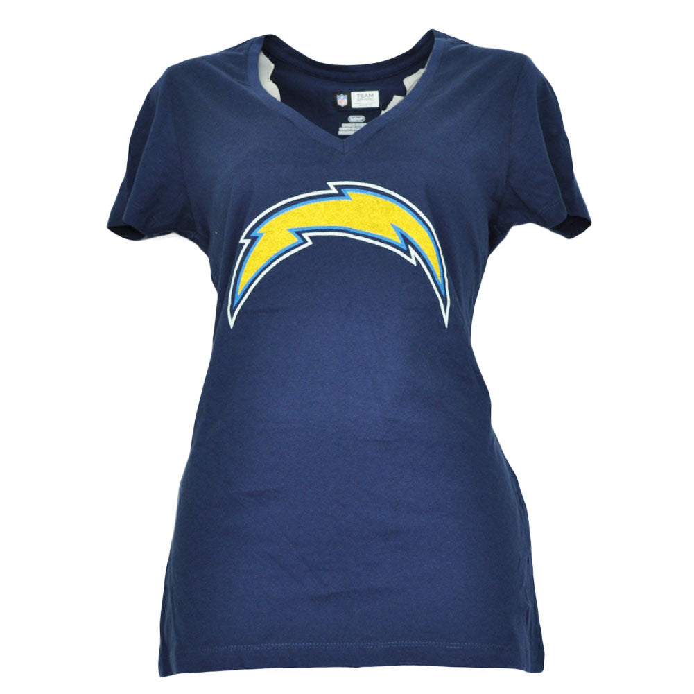 San Diego Chargers Womens Short Sleeve Navy Blue Tshirt Tee Football Big Logo LG