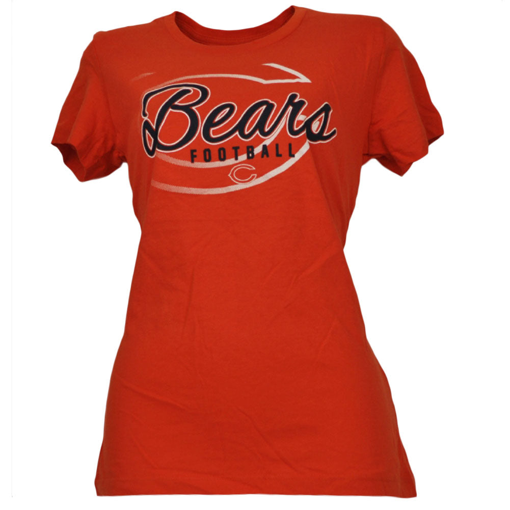 Chicago Bears Womens Short Sleeve Orange Tshirt Tee Football Big Logo Crew Neck