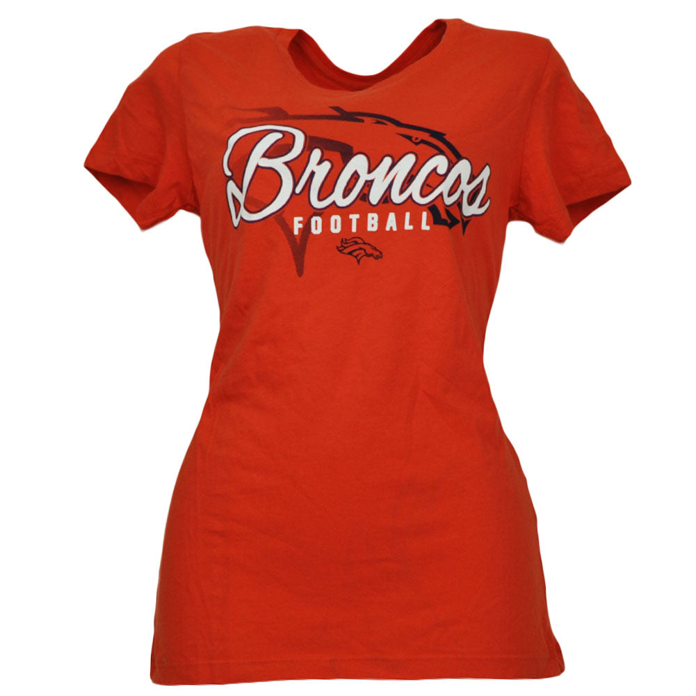 Denver Broncos Womens Short Sleeve Orange Tshirt Tee Football Big Logo Crew Neck