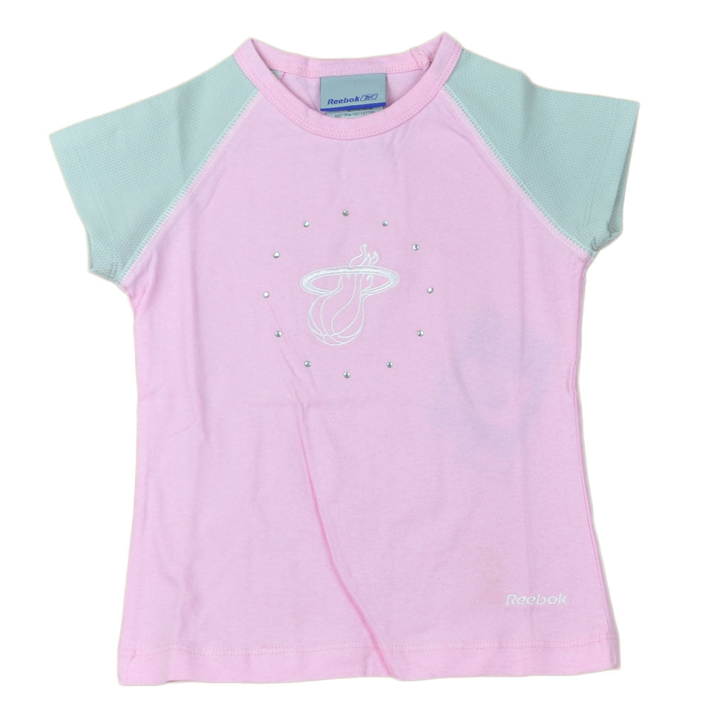 NBA Miami Heat Logo Basketball Pink Gray Crew Neck Tshirt Tee Kids Girls