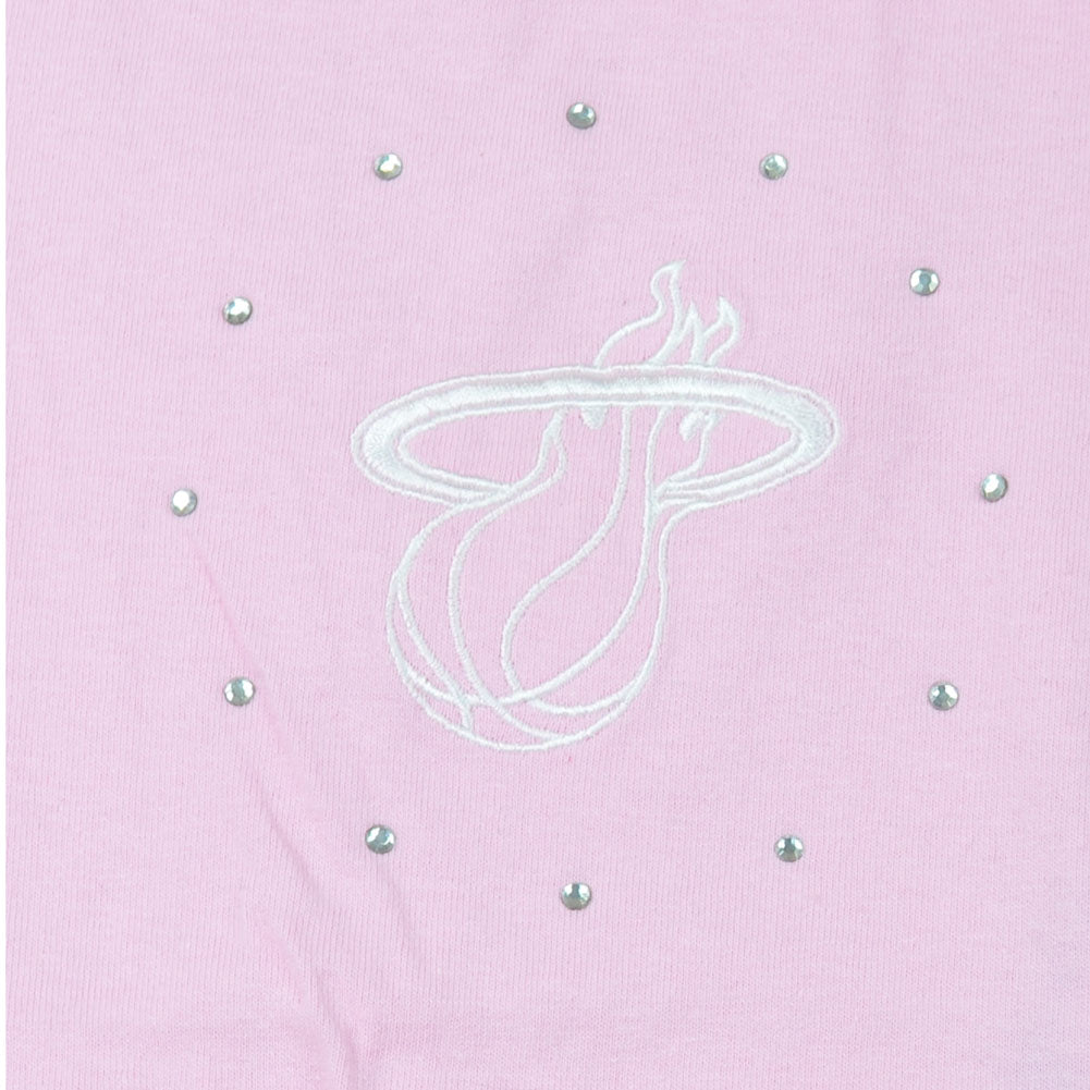 NBA Miami Heat Logo Basketball Pink Gray Crew Neck Tshirt Tee Kids Girls