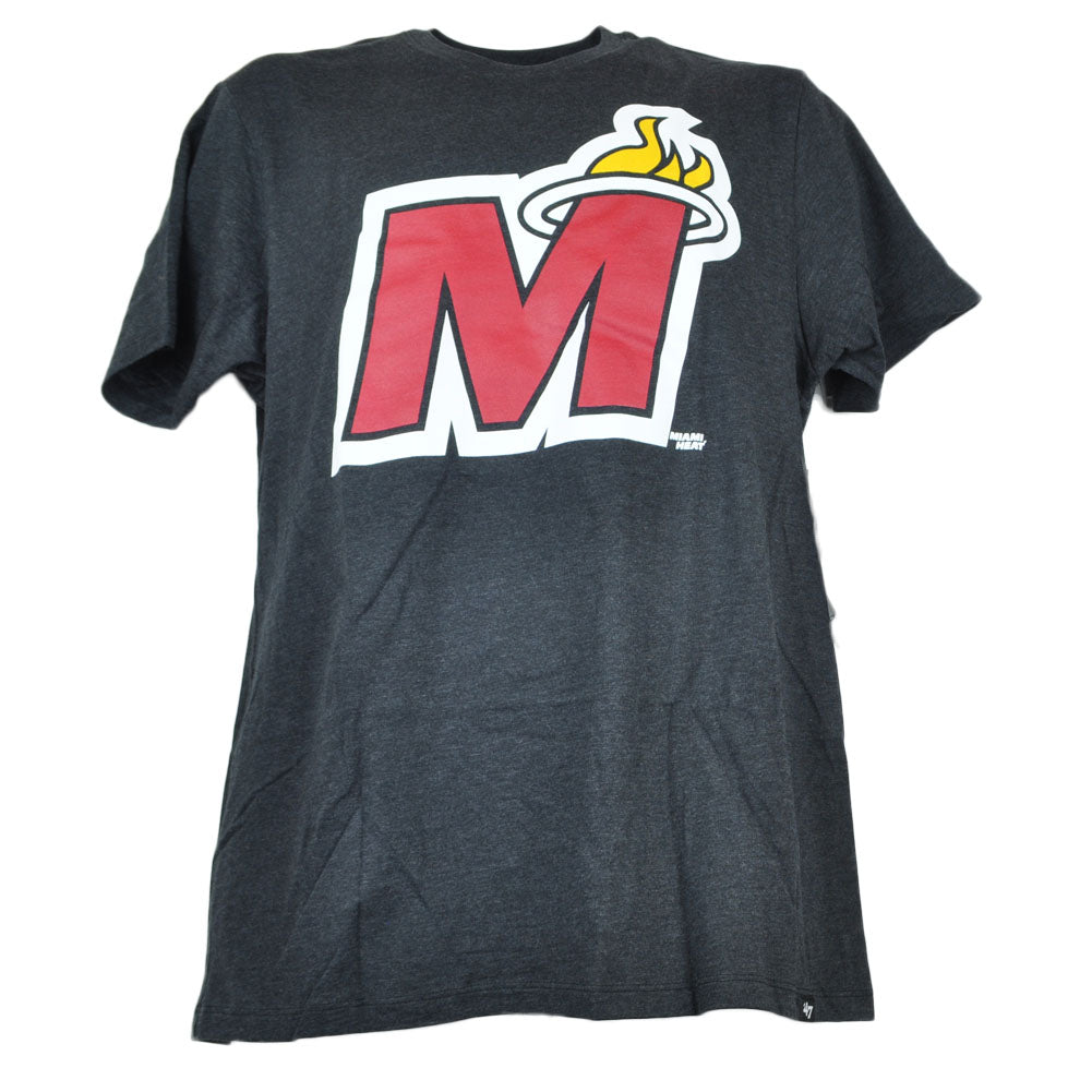 NBA '47 Brand Miami Heat Mens Adults Charcoal Gray Tshirt Tee Short Sleeve