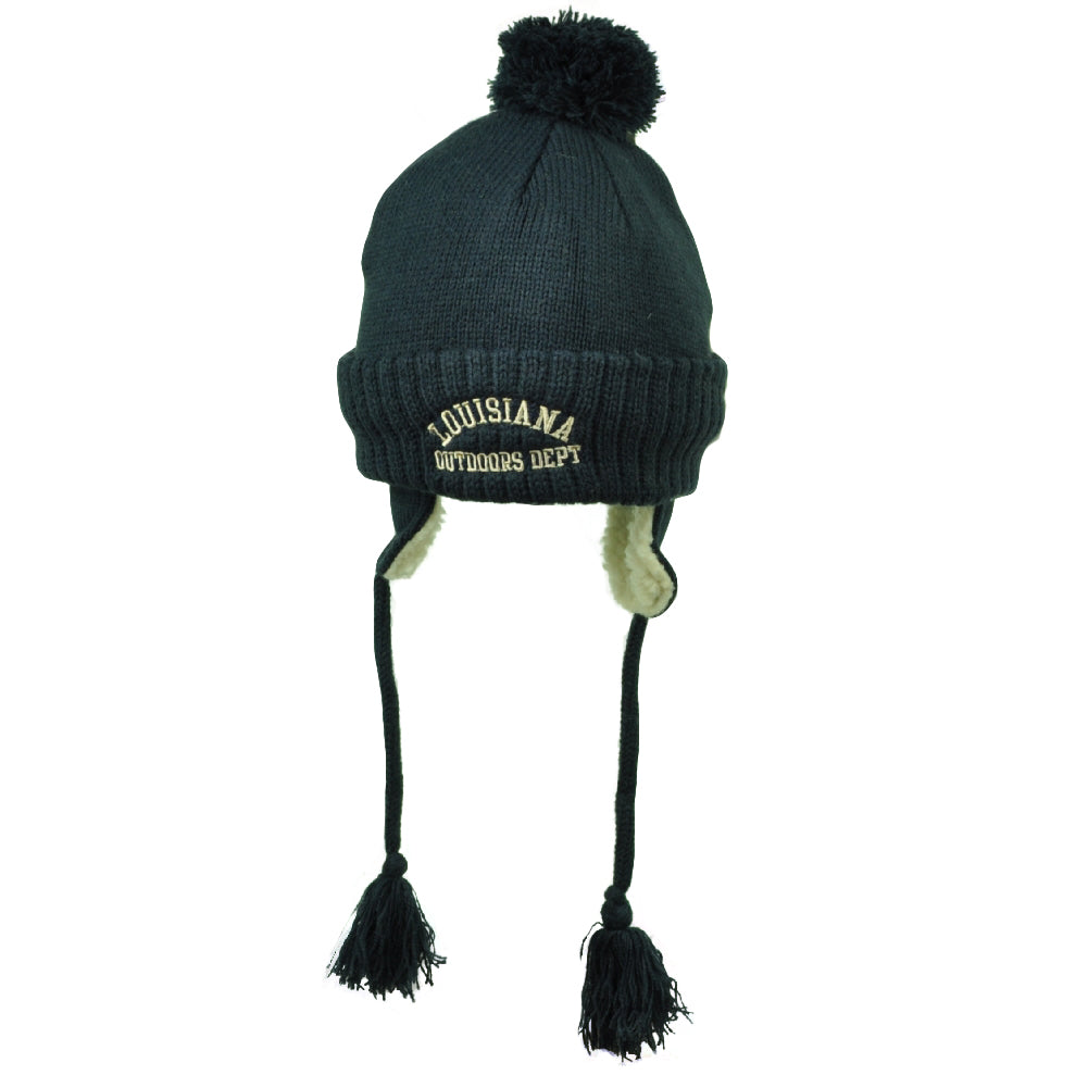 Lousiana State Knit Beanie Winter Navy Blue Peruvian Hat USA Pom Pom Tassel