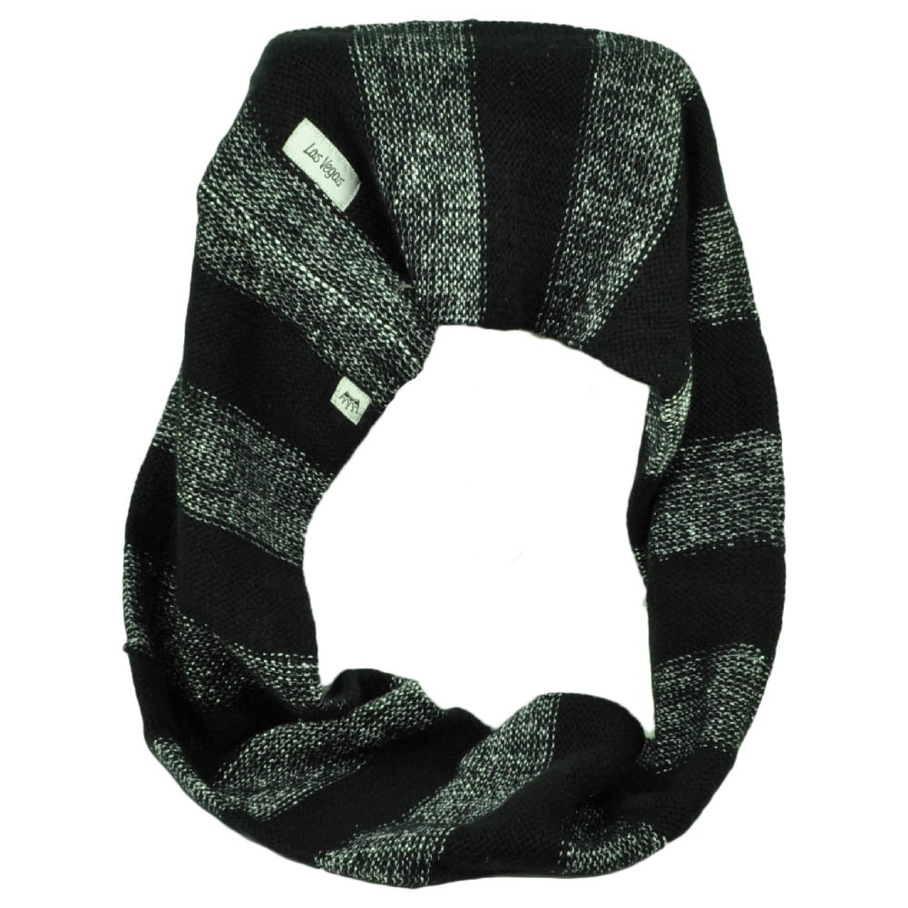 Las Vegas Sin City Infinity Scarf Womens Black Gray Striped Winter Metallic