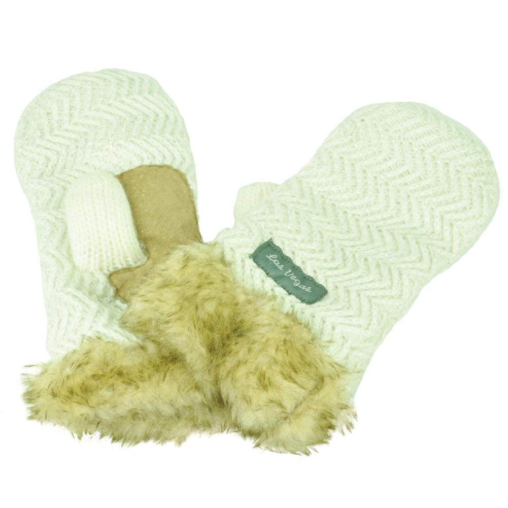 Las Vegas Faux Fur Crochet Gloves White Sin City Lights State Womens Winter