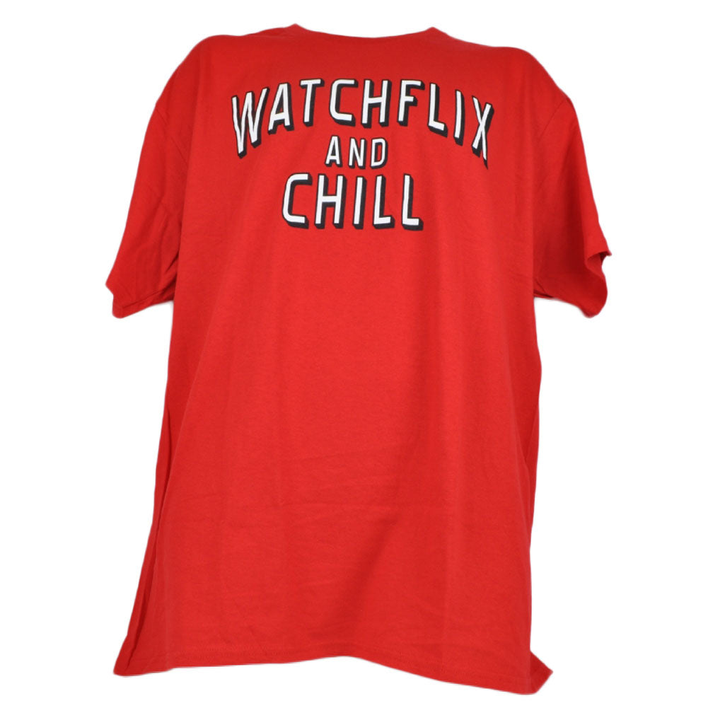 Watchflix and Chill Watch Movies Red Mens Tshirt Tee Funny Short Sleeve
