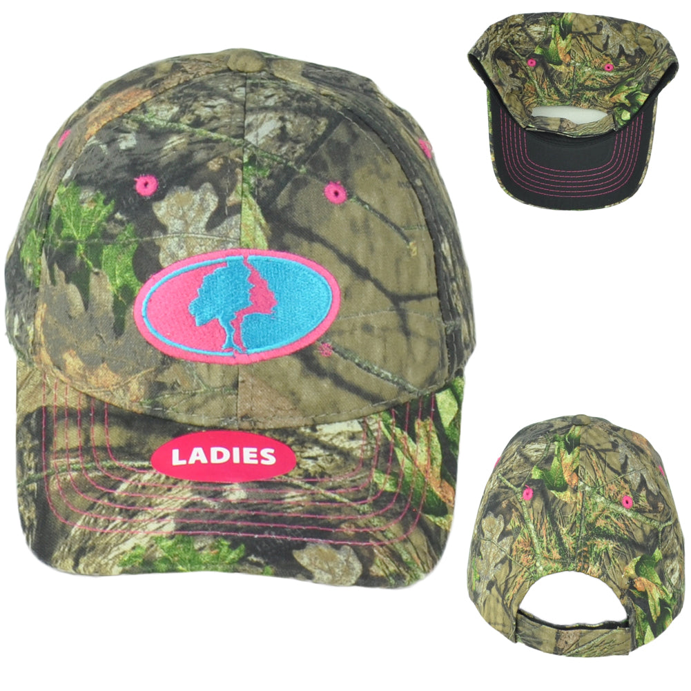 Mossy Oak Ladies Women Brown Camouflage Outdoor Pink Blue Adjustable Hat Cap