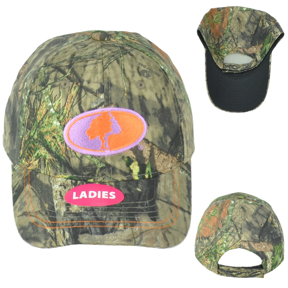 Mossy Oak Ladies Women Camouflage Blank Outdoor Purple Orange Adjustable Hat Cap
