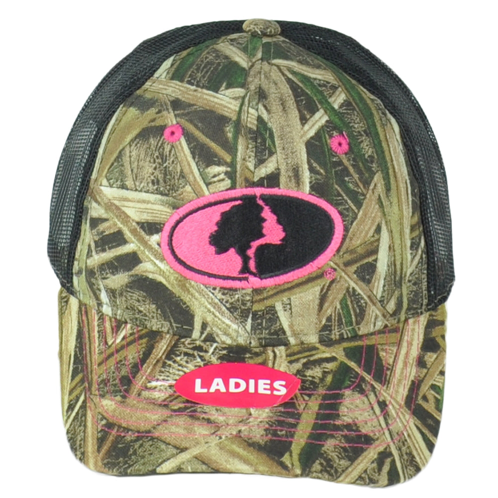 Mossy Oak Ladies Women Brown Camouflage Outdoor Mesh Logo Adjustable Hat Cap