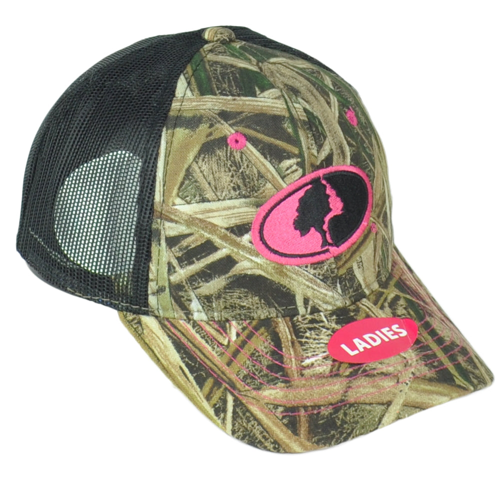 Mossy Oak Ladies Women Brown Camouflage Outdoor Mesh Logo Adjustable Hat Cap