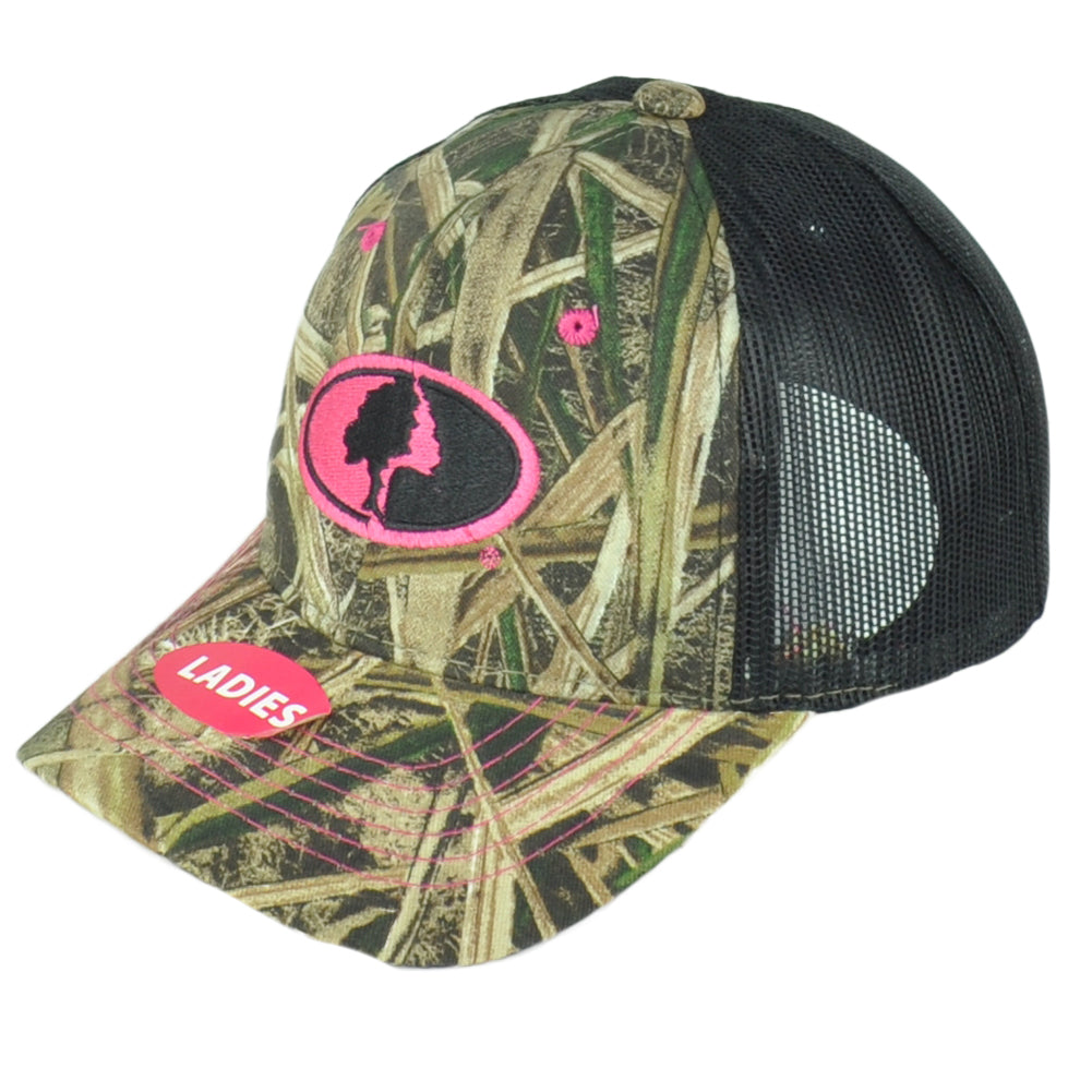 Mossy Oak Ladies Women Brown Camouflage Outdoor Mesh Logo Adjustable Hat Cap