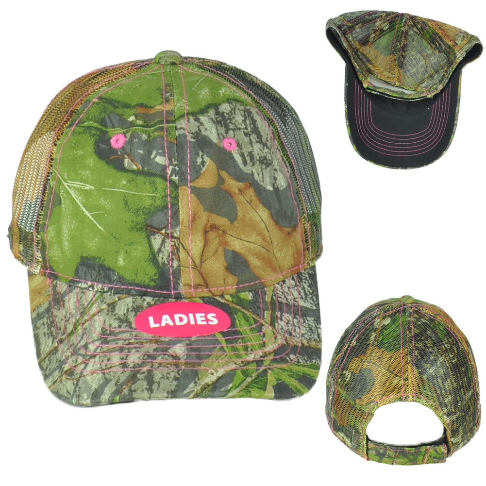 Mossy Oak Ladies Women Camouflage Outdoor Mesh Trucker Blank Adjustable Hat Cap