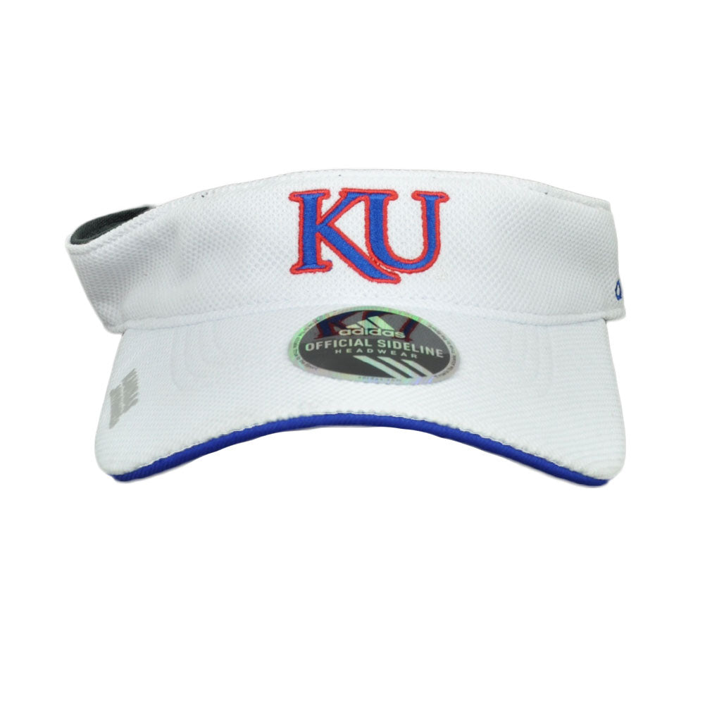 NCAA Kansas Jayhawks W751Z Spring Game Side Line White Sun Visor Hat Adjustable