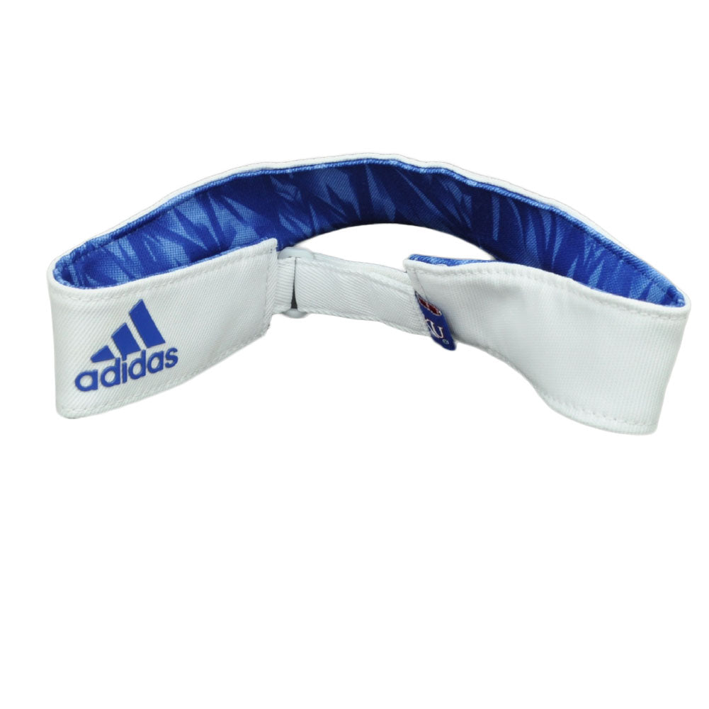 NCAA Kansas Jayhawks W737Z White Curved Bill Adidas Visor Hat Headgear Adjustable