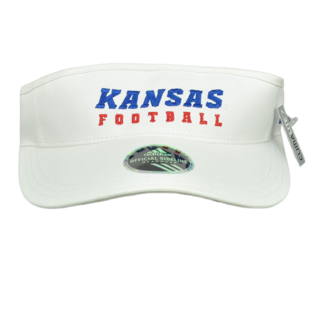 NCAA Kansas Jayhawks White Wide Brim Climalite Adidas Sun Visor Hat Adjustable
